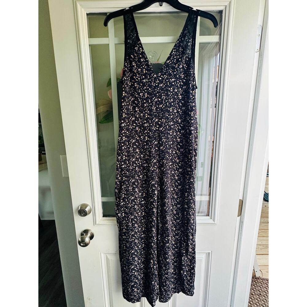 AllSaints Cate Pepper Jumpsuit Women’s Medium Black Floral Wide Leg Boho - Picture 3 of 16